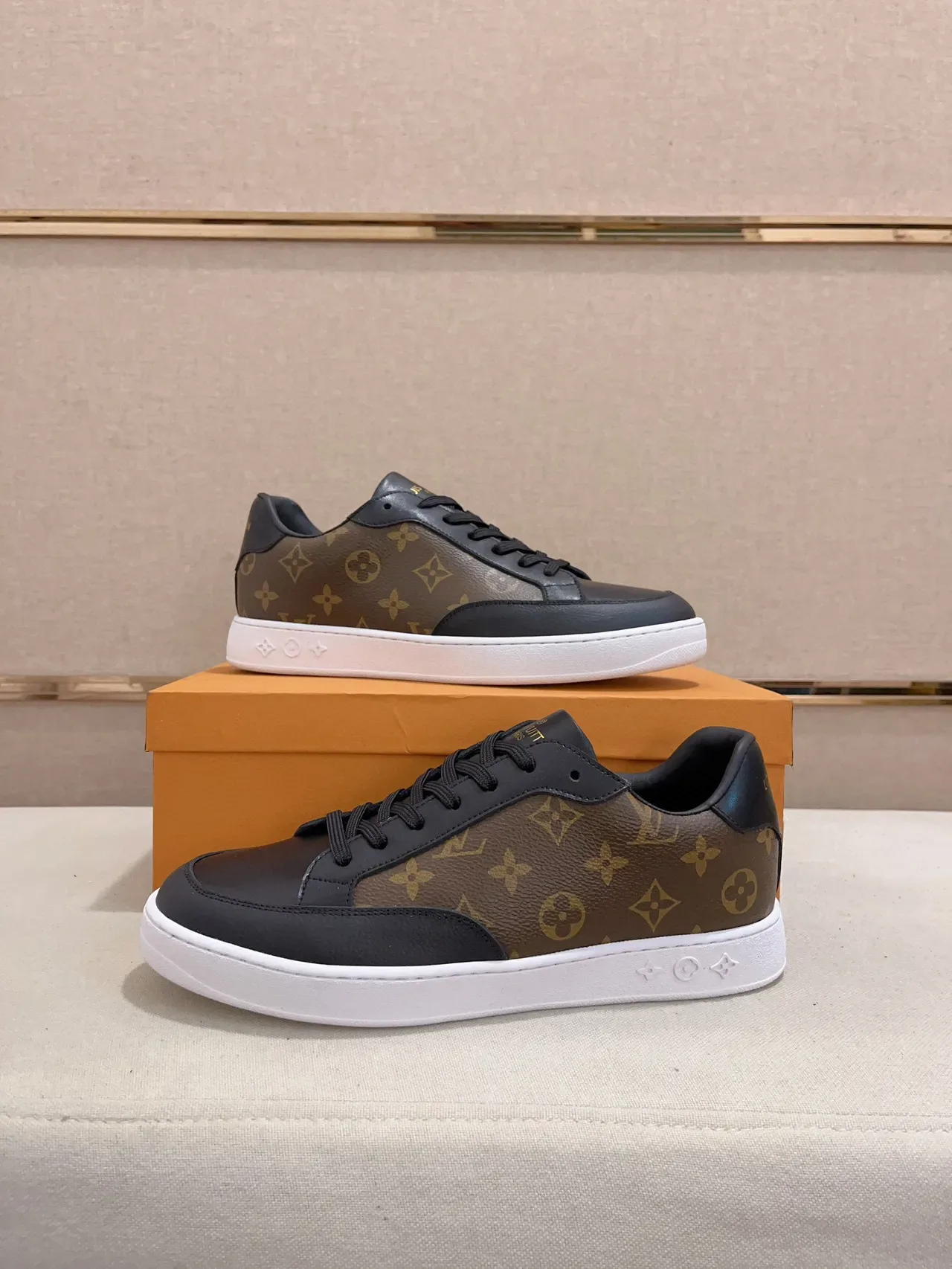 Louis Vuitton Brown Black Monogram Canvas Leather Panels Lifestyle Sneakers 4