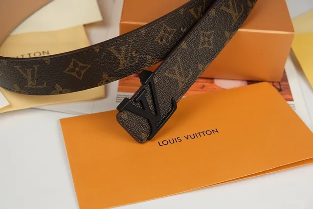 Louis Vuitton Brown Black Monogram-Coated Canvas Interlocking LV Buckle Leather Belt 6
