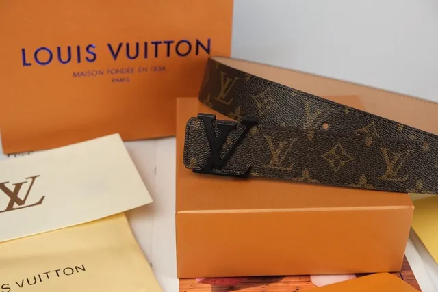 Louis Vuitton Brown Black Monogram-Coated Canvas Interlocking LV Buckle Leather Belt 8