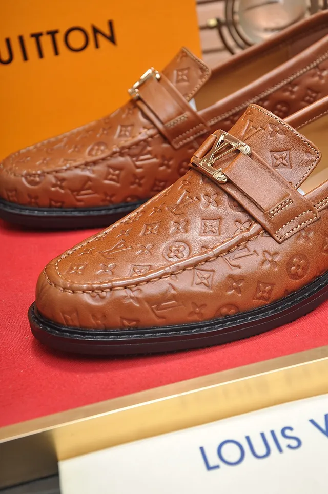 Louis Vuitton Brown Black Monogram-Embossed Leather Double-Strap Buckle Loafer 2