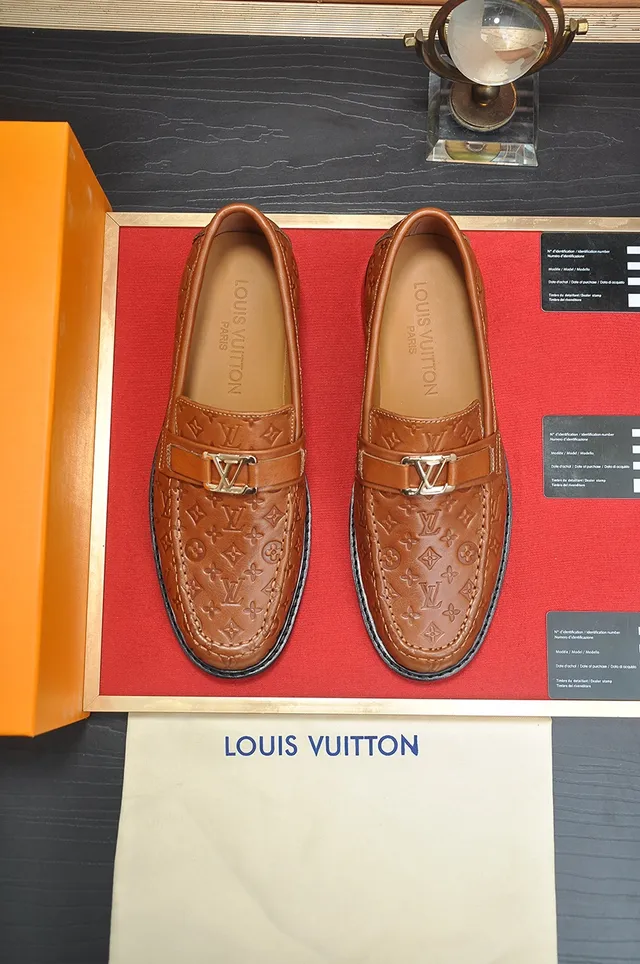 Louis Vuitton Brown Black Monogram-Embossed Leather Double-Strap Buckle Loafer 5