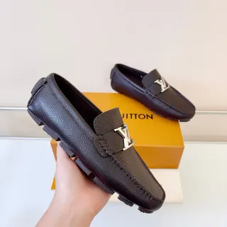 Louis Vuitton বাদামী কালো কুরকুরে চামড়া LV Monogram বকল লোফার