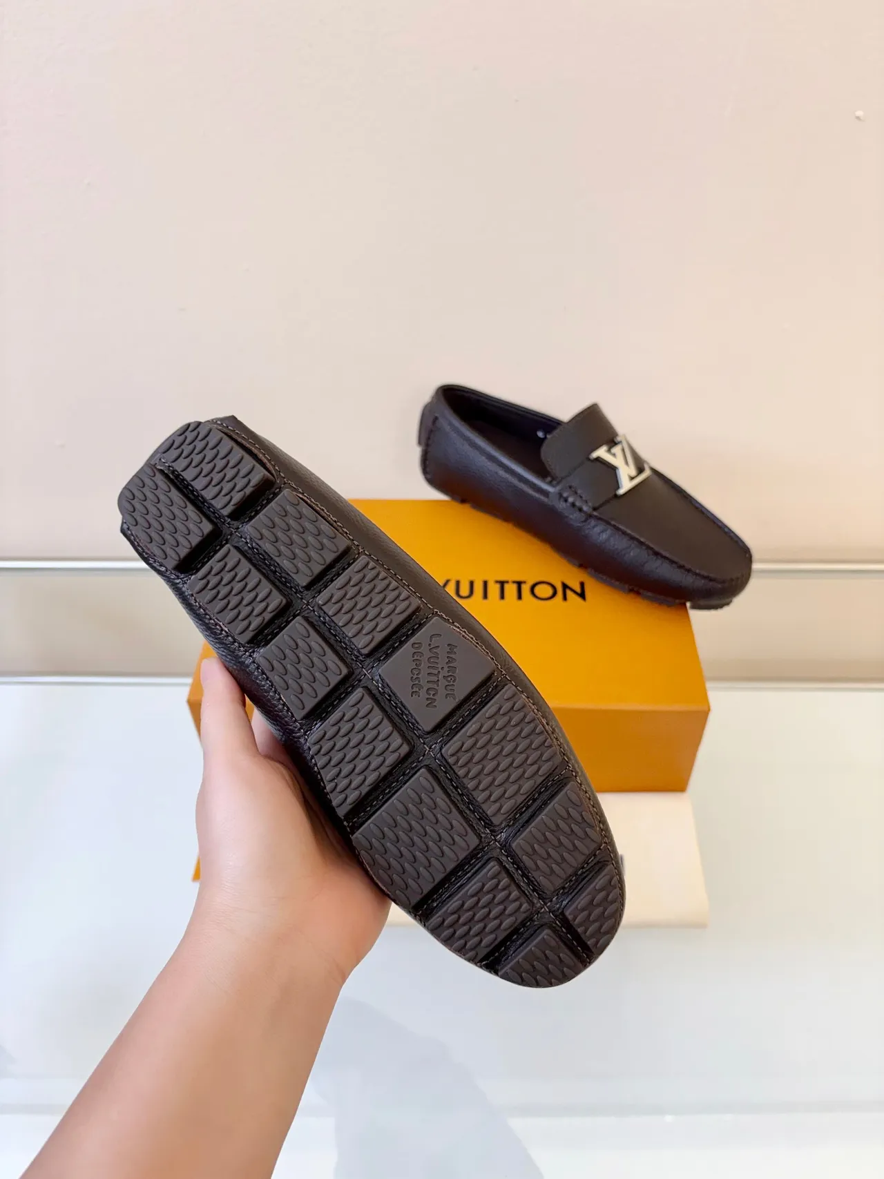 Louis Vuitton Brown Black Pebbled Leather LV Monogram Buckle Loafer 5
