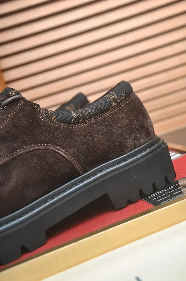 Louis Vuitton Brown Black Suede Upper Moc-Toe Construction Derby Shoes 2