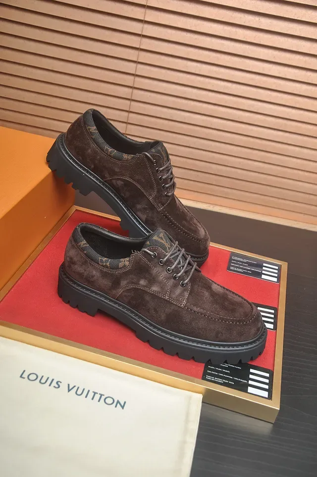 Louis Vuitton Brown Black Suede Upper Moc-Toe Construction Derby Shoes 4