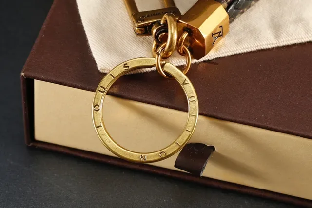 Louis Vuitton বাদামী সোনালি বোনা চামড়ার হার্ডওয়্যার রিস্টলেট 4