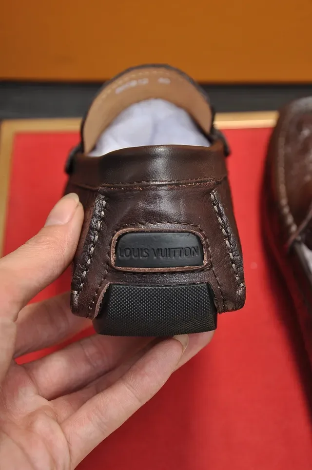 Louis Vuitton Brown Gold Crocodile-Embossed Leather LV Buckle Loafer 2