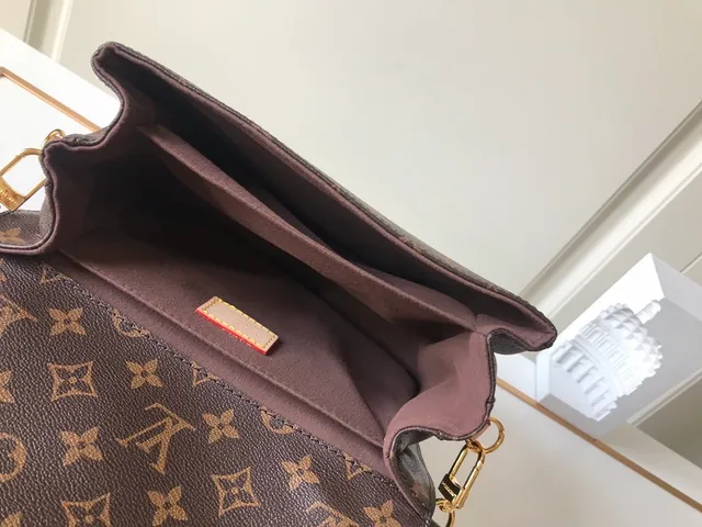 Louis Vuitton marrom dourado monograma lona fechamento de aba bolsa 6