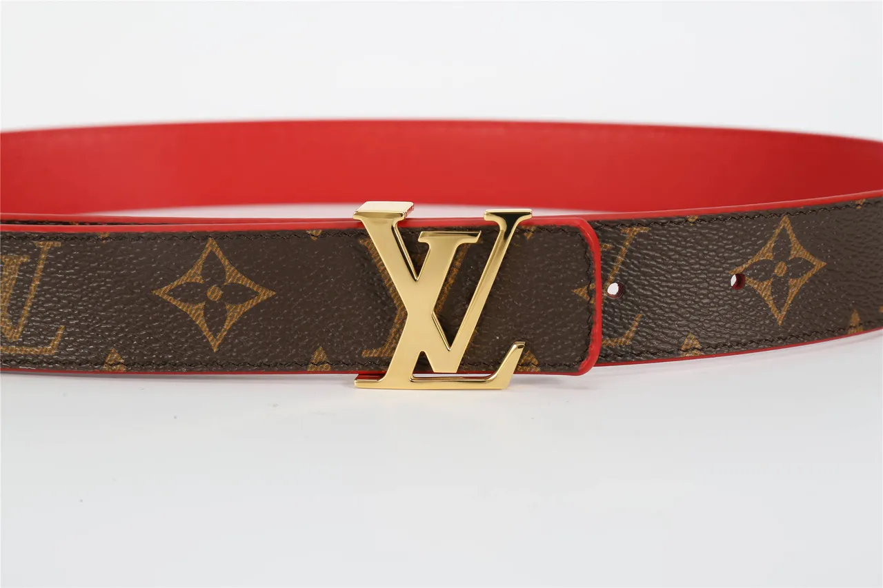 Louis Vuitton Brown Red Monogram Canvas Edge Piping Leather Belt 8