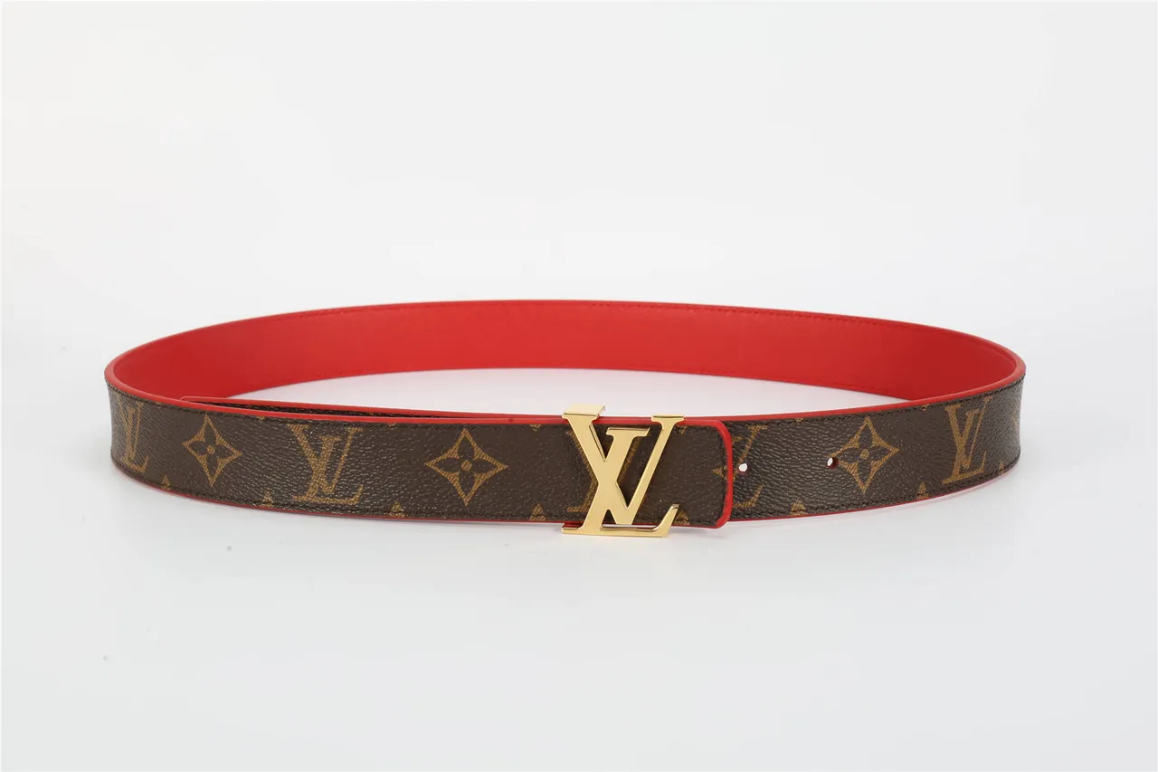Louis Vuitton Brown Red Monogram Canvas Edge Piping Leather Belt 9