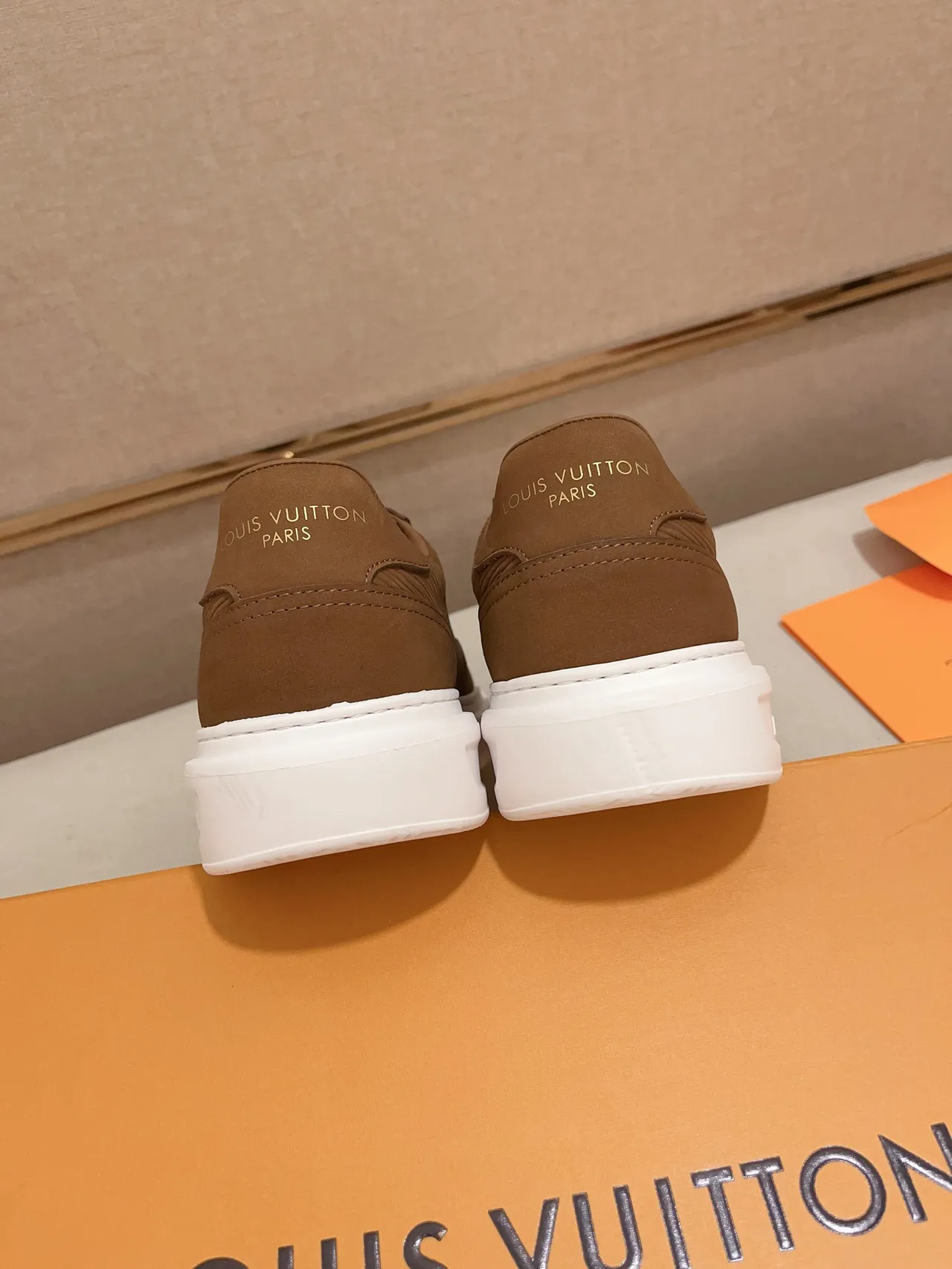 Louis Vuitton Brown White Low-Top Platform Sole Lifestyle Sneakers 3