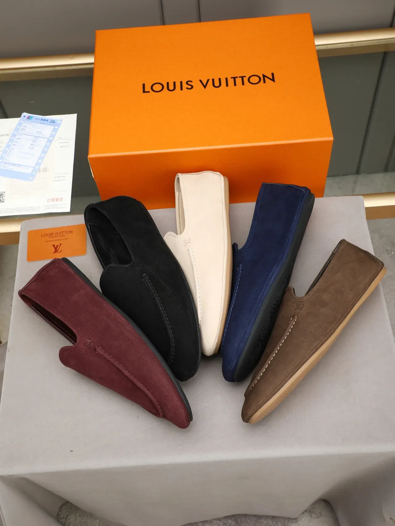 Louis Vuitton Burgundy Black Suede Upper Moccasin-Stitched Toe Loafer 2