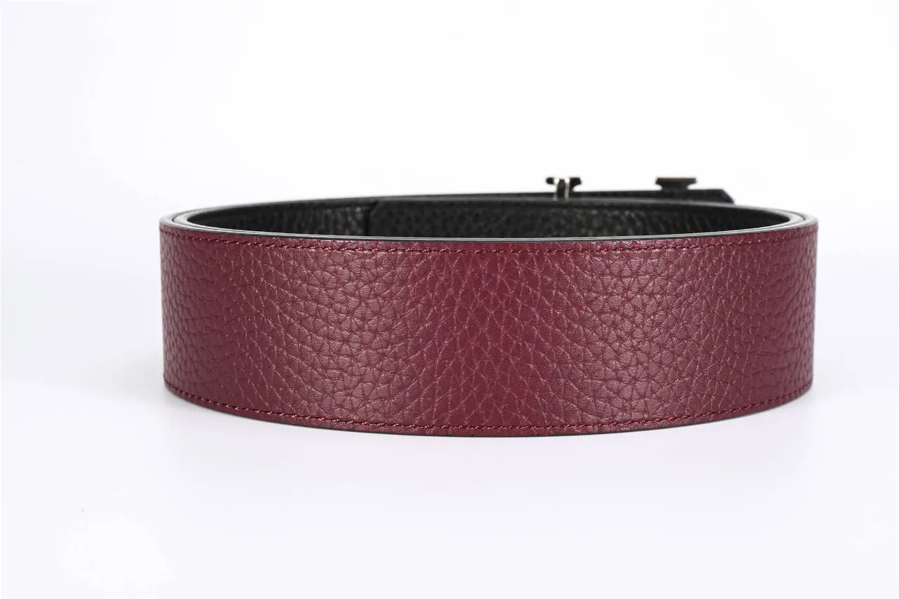 Louis Vuitton Cinto de couro reversível bordeaux prata granulado 4