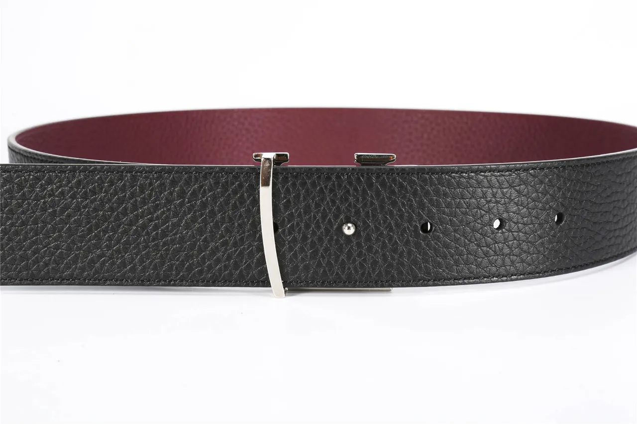 Louis Vuitton Cinto de couro reversível bordeaux prata granulado 7