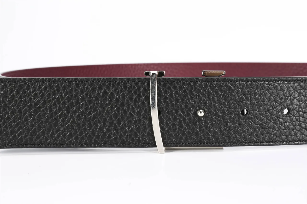 Louis Vuitton Cinto de couro reversível bordeaux prata granulado 8