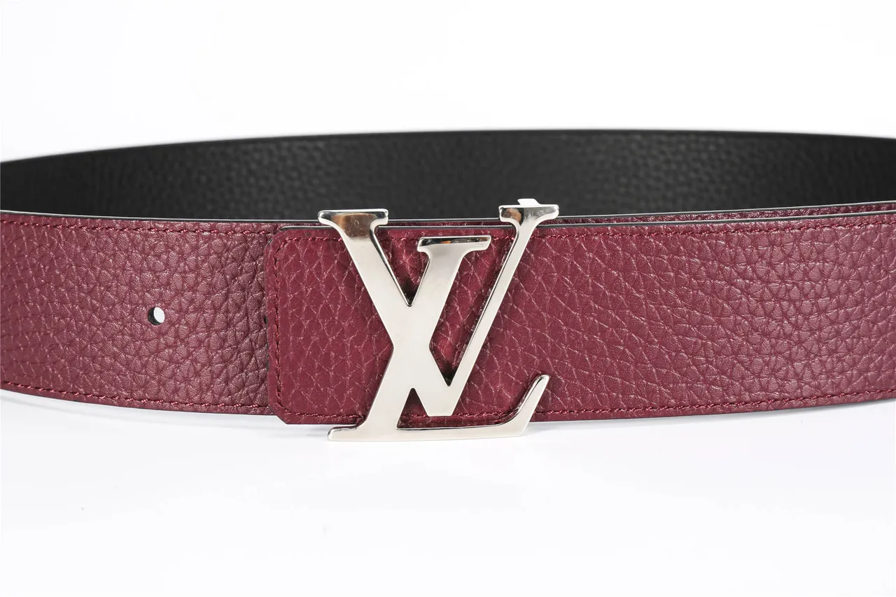 Louis Vuitton Cinto de couro reversível bordeaux prata granulado 9