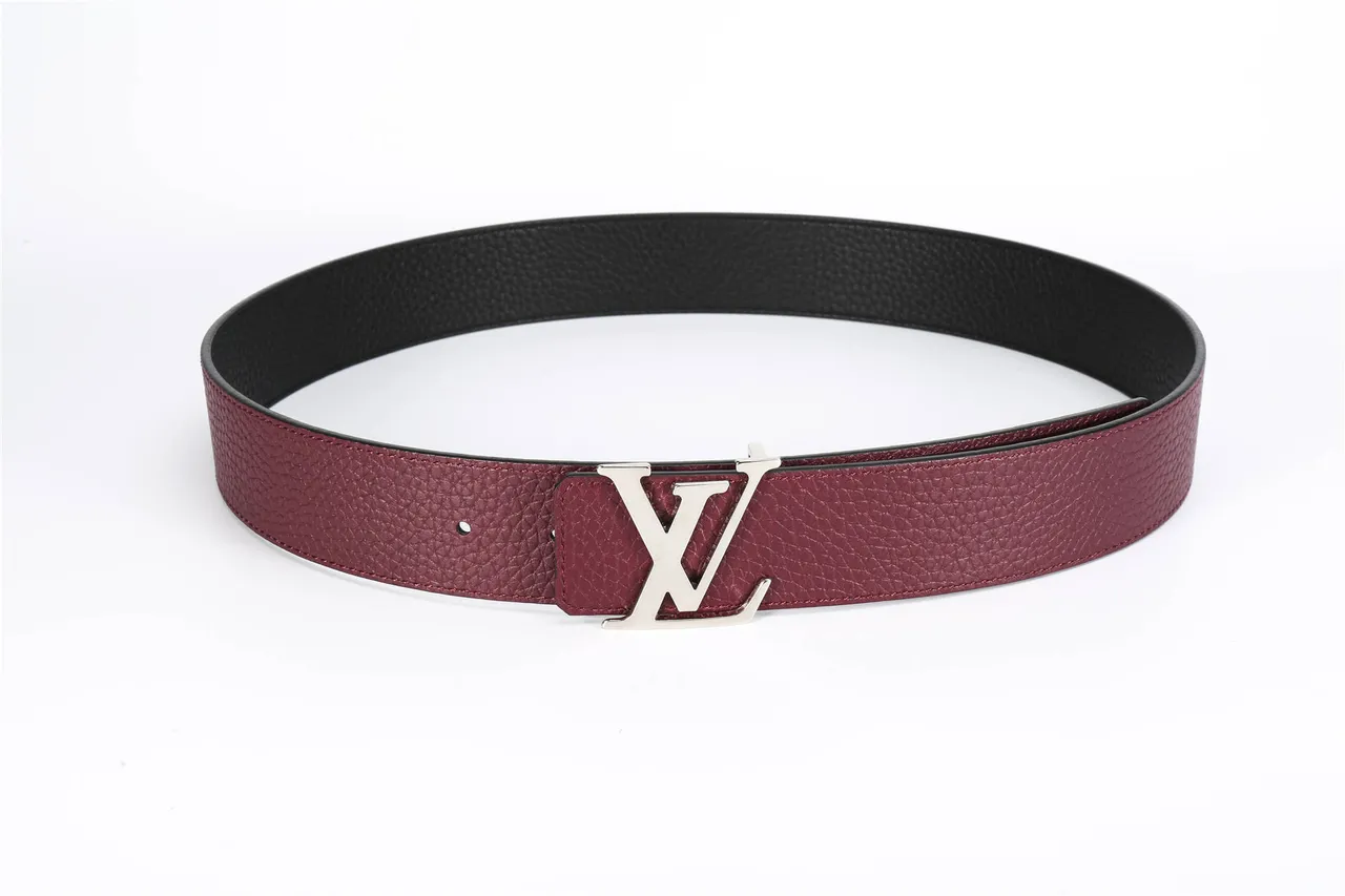 Louis Vuitton Cinto de couro reversível bordeaux prata granulado 10