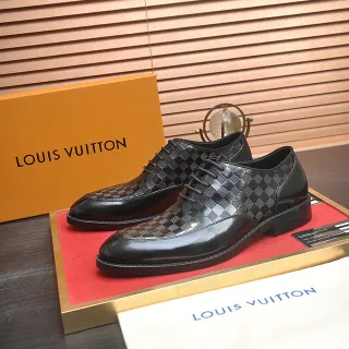 Louis Vuitton Checkerboard Monogram Black Patent Cap Toe Oxford Shoes