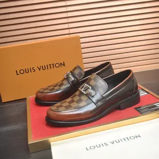 Louis Vuitton Damier 棕色格纹皮革乐福鞋