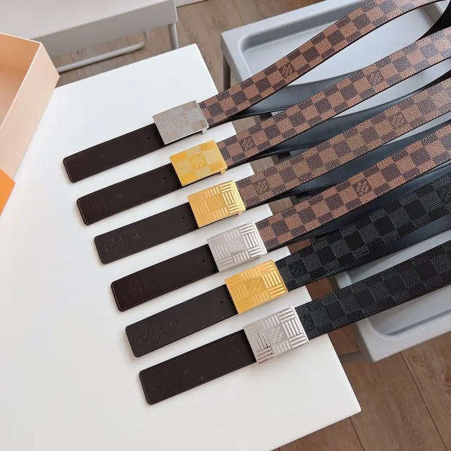 Louis Vuitton Damier Ebène and Black Leather Belt 2