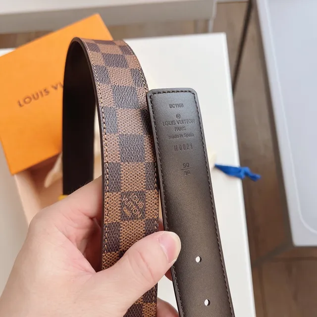 Louis Vuitton Damier Ebène and Black Leather Belt 4