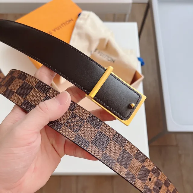 Louis Vuitton Damier Ebène and Black Leather Belt 5