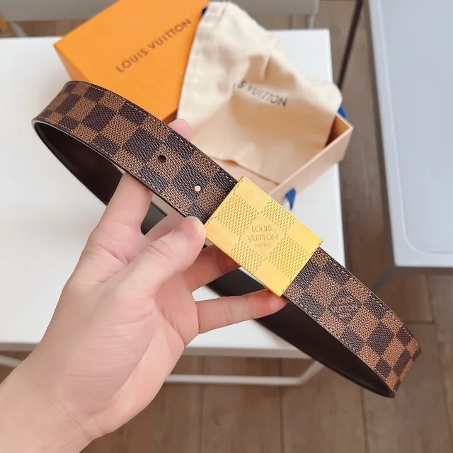 Louis Vuitton Damier Ebène and Black Leather Belt 8