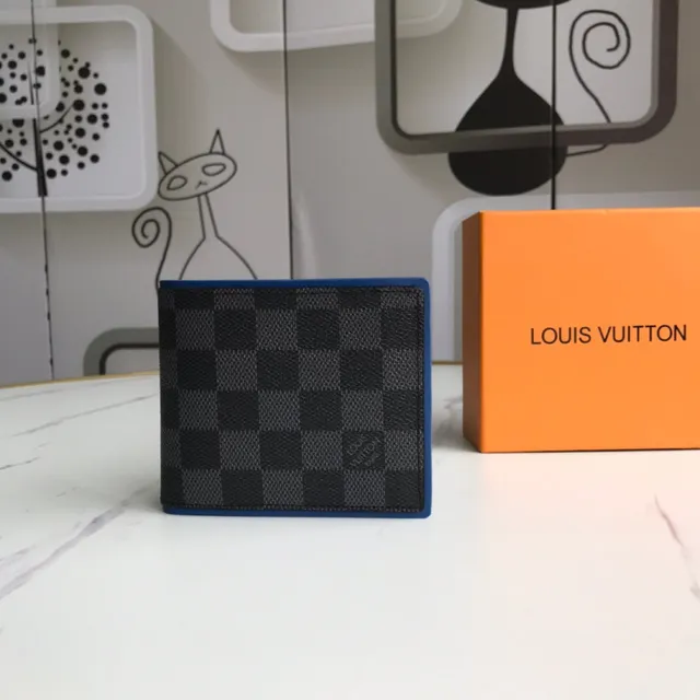 Louis Vuitton Damier Graphite Black Multicolor Canvas Bord de Cuir Contraste Court 9