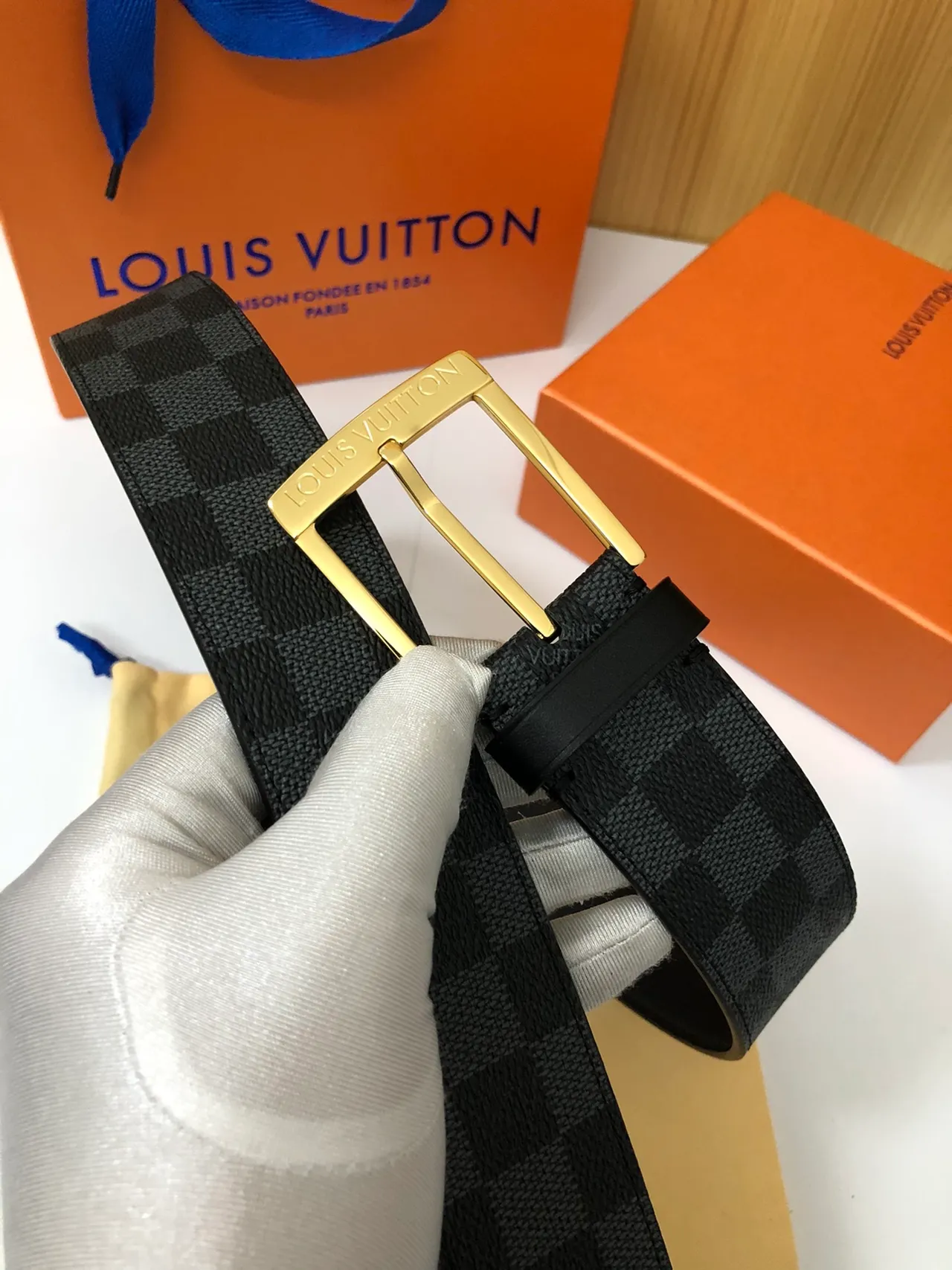 Louis Vuitton Damier Graphite Leather Belt 6