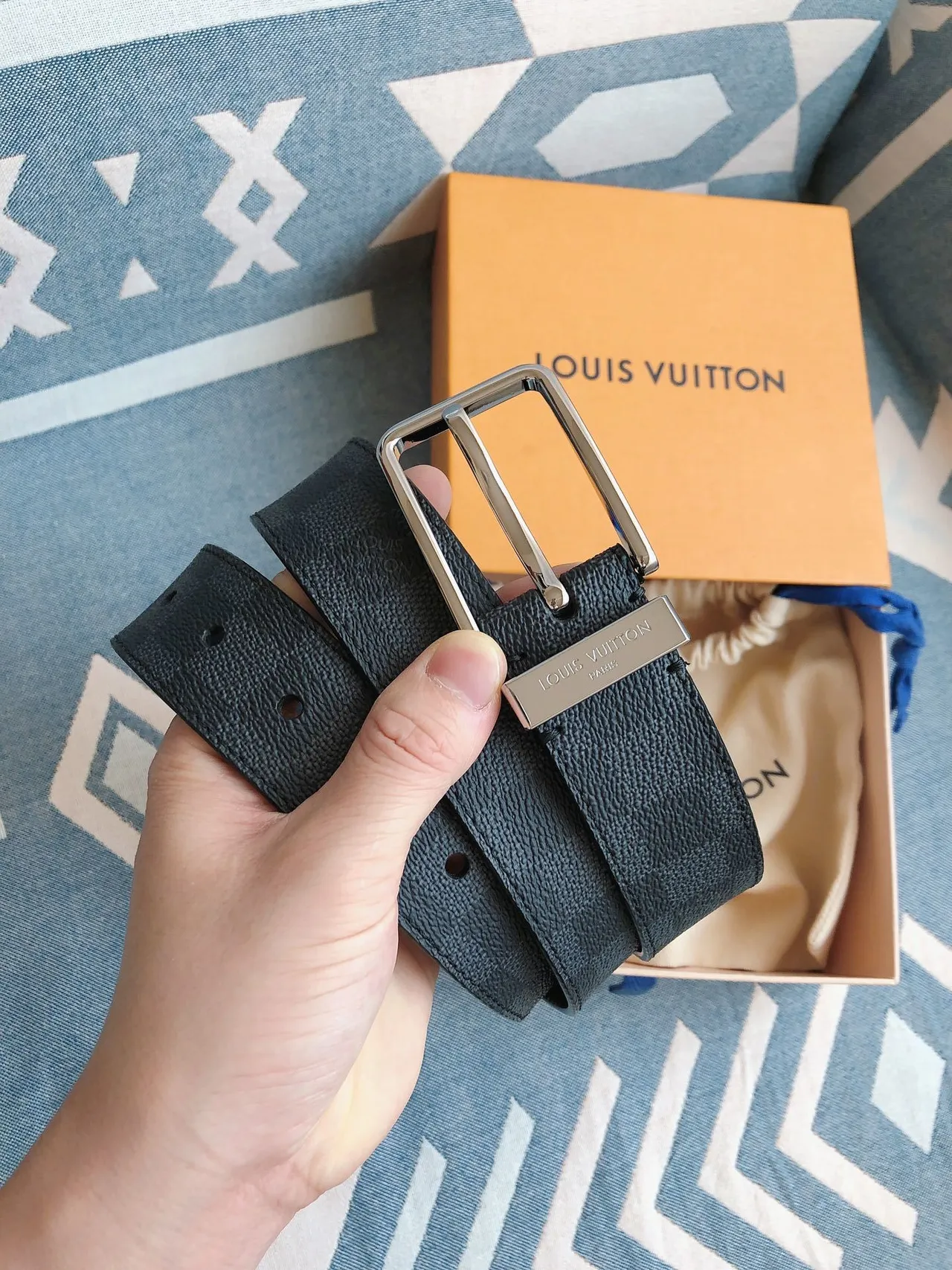 Louis Vuitton Damier Graphite Leather Belt 2