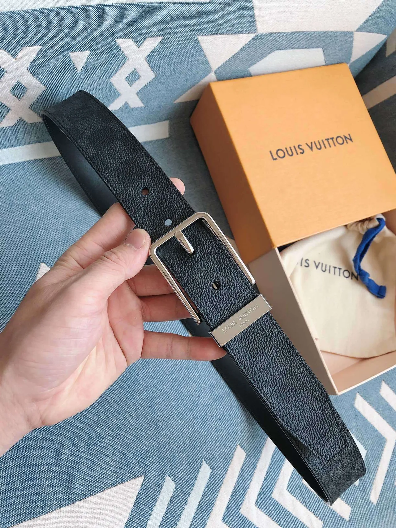 Louis Vuitton Damier Graphite Leather Belt 3