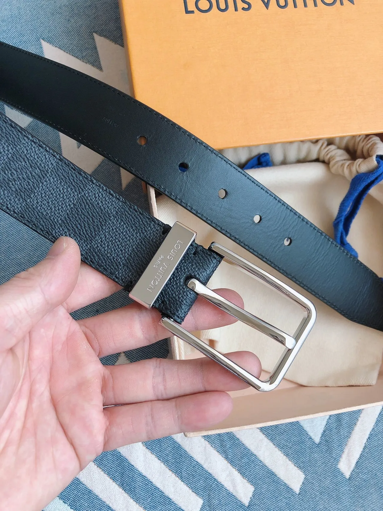 Louis Vuitton Damier Graphite Leather Belt 9