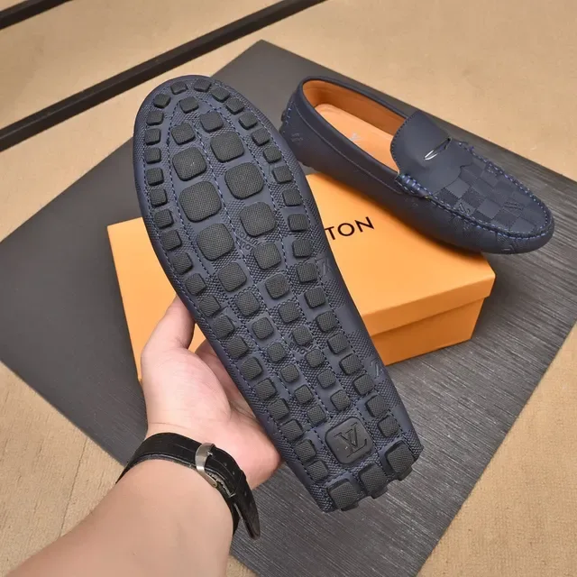 Louis Vuitton Damier Graphite Navy Beige Penny Checkered Monogram Canvas Loafer 4