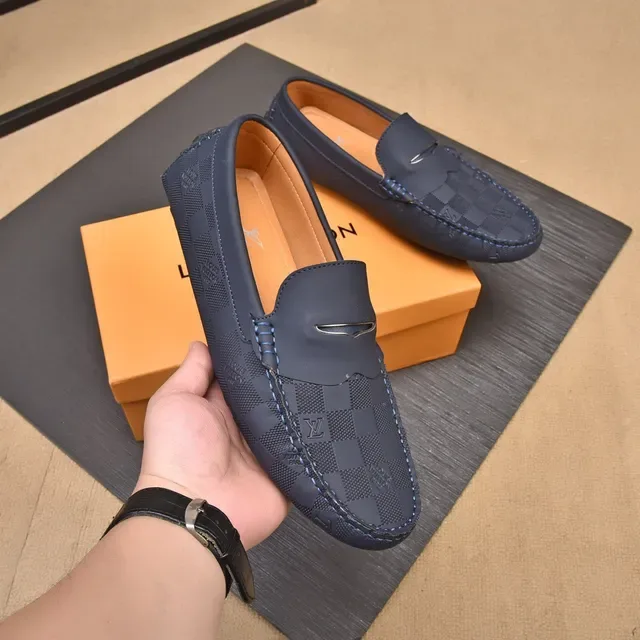 Louis Vuitton Damier Graphite Navy Beige Penny Checkered Monogram Canvas Loafer 5