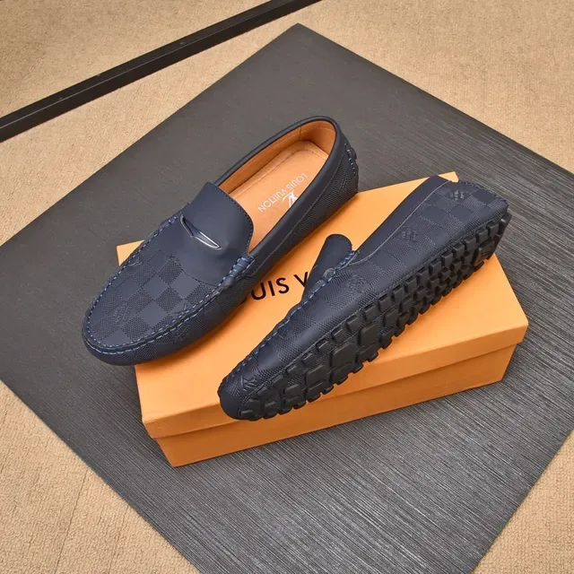 Louis Vuitton Damier Graphite Navy Beige Penny Checkered Monogram Canvas Loafer 8