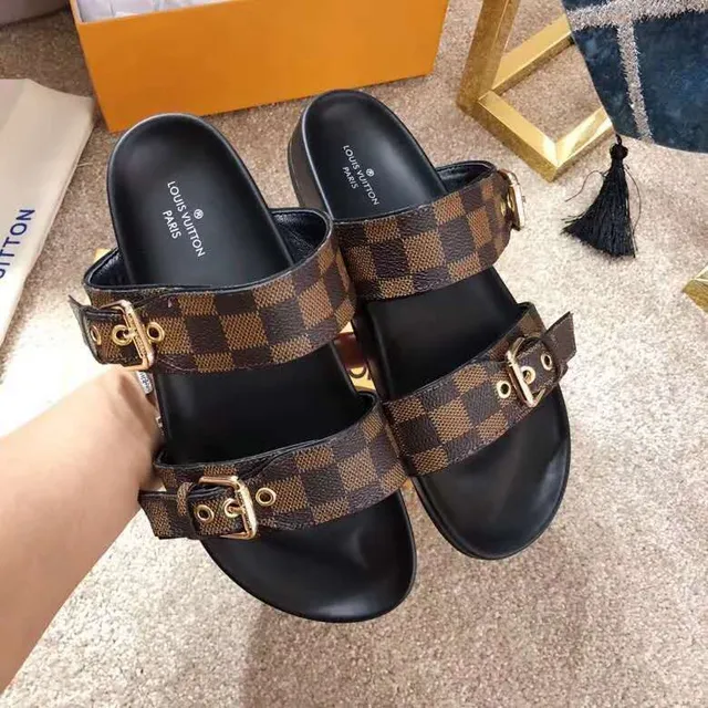 Sandálias casuais Louis Vuitton Denim Monogram fivela slide 2