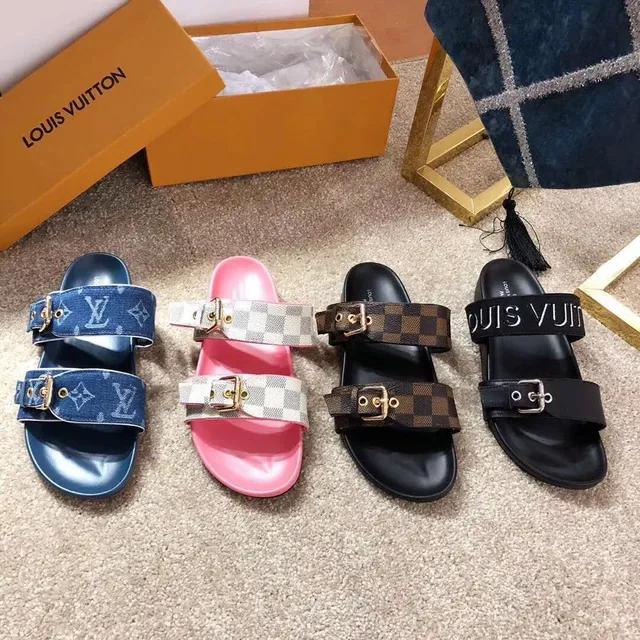 Sandálias casuais Louis Vuitton Denim Monogram fivela slide 5