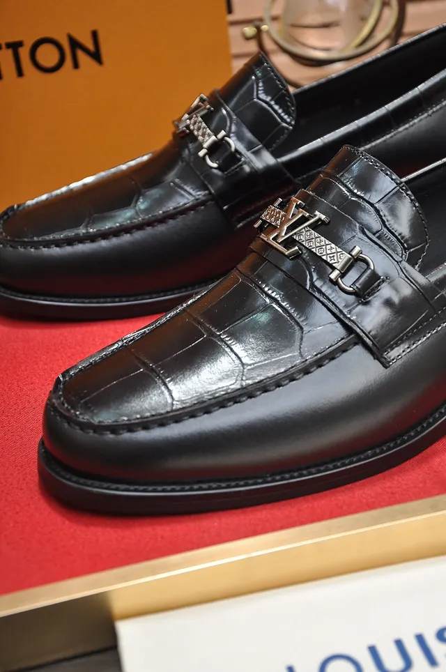 Louis Vuitton Double Monk Strap Loafer Black Gold Crocodile-Embossed Leather Loafer 2