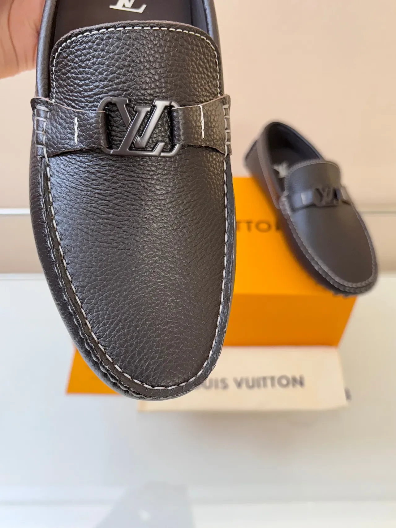 Louis Vuitton Driver-Style Loafer Brown Pebbled Leather Loafers 3