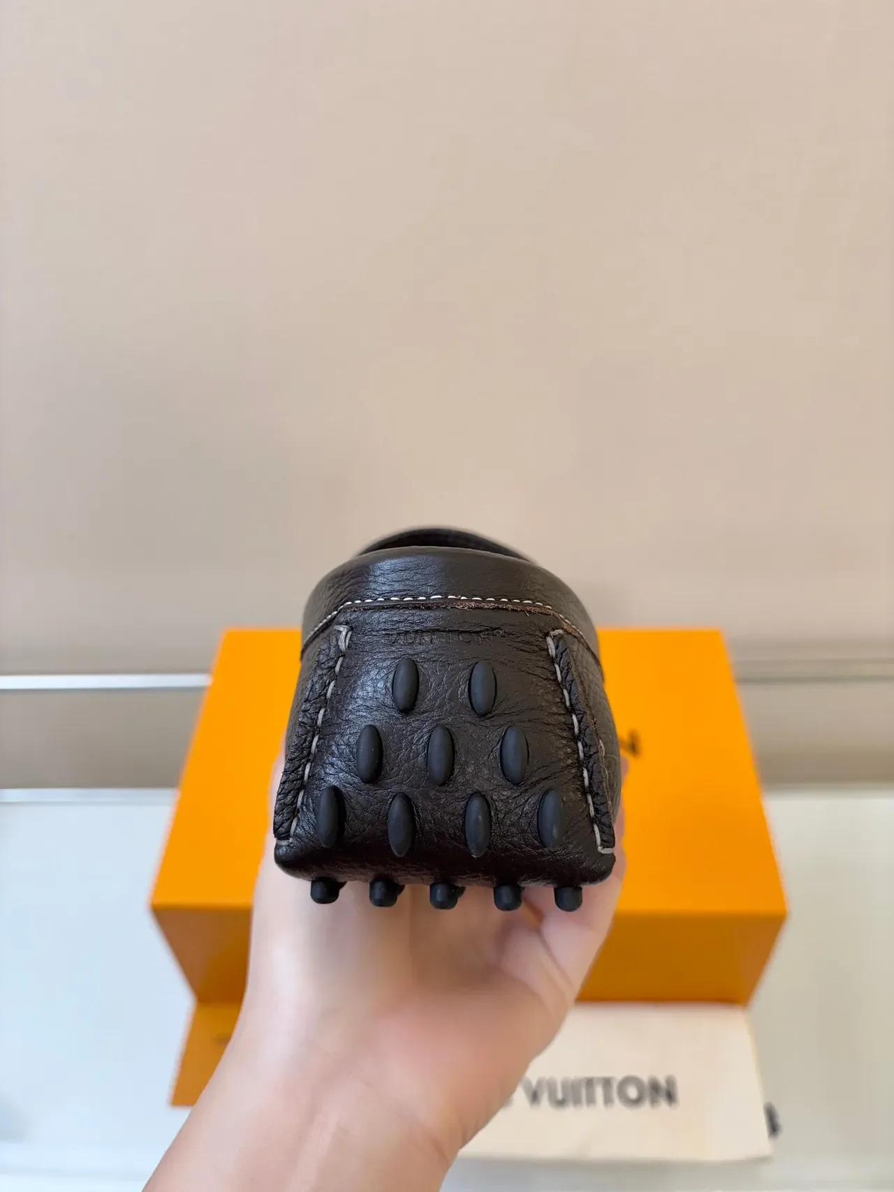 Louis Vuitton Driver-Style Loafer Brown Pebbled Leather Loafers 4