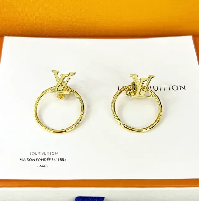 Louis Vuitton Eclipse Gold Hoop Monogram-Integrated Floral Motif Earrings 2