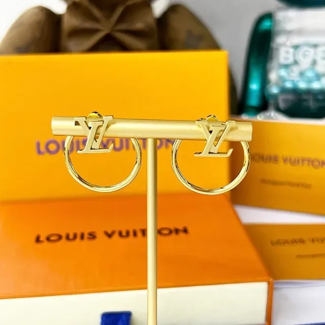 Louis Vuitton Eclipse Gold Hoop Monogram-Integrated Floral Motif Earrings 4