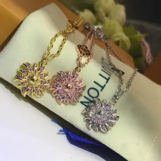 Louis Vuitton Floral Sunburst Pavé Crystal Pendant Necklaces