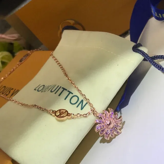 Louis Vuitton Floral Sunburst Pavé Crystal Pendant Necklaces 2
