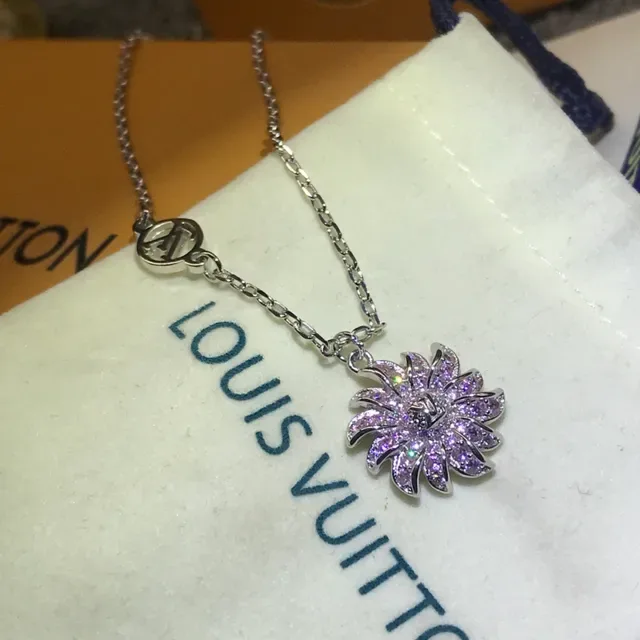 Louis Vuitton Floral Sunburst Pavé Crystal Pendant Necklaces 4