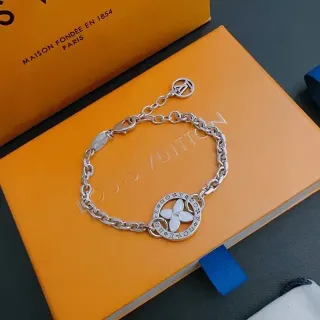 Louis Vuitton Flower Charm Silver Enamel Bracelet