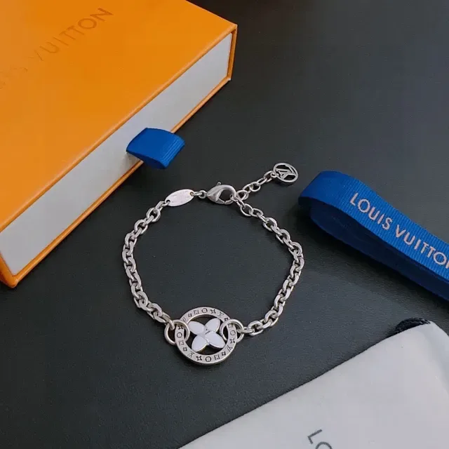 Louis Vuitton Flower Charm Silver Enamel Bracelet 3