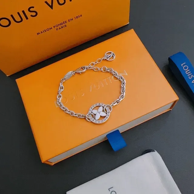 Louis Vuitton Flower Charm Silver Enamel Bracelet 5