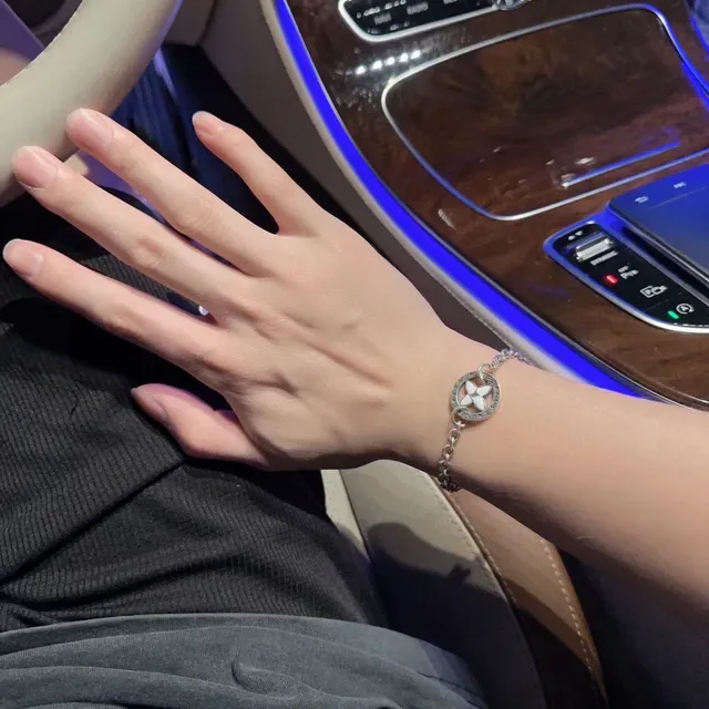 Louis Vuitton Flower Charm Silver Enamel Bracelet 7