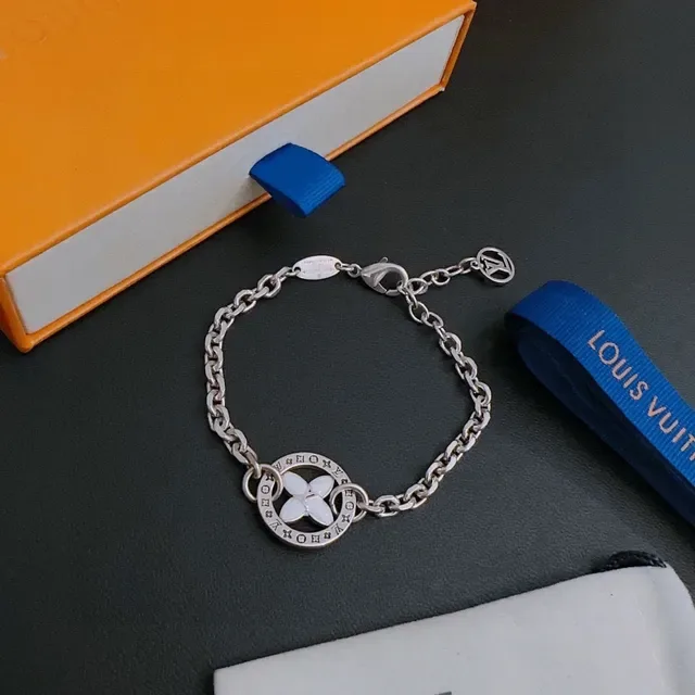 Louis Vuitton Flower Charm Silver Enamel Bracelet 8